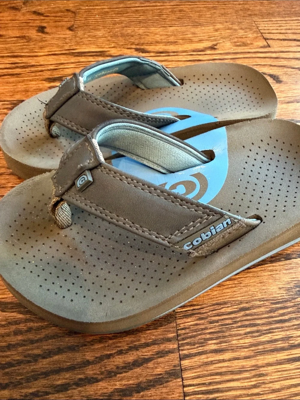Kids Cobian Flip Flop Sandals with Blue Insole Accent